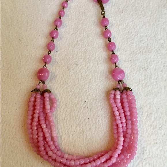 Vintage Multi Strand Pink Necklace - Picture 4 of 6